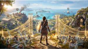 Assassin's Creed Odyssey featured thumbnail met de Griekse held en tekst over de game die voelt als een tweede baan