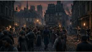Assassin's Creed: Unity thumbnail met een assassin in een drukke menigte, passend bij stealth en crowd blending