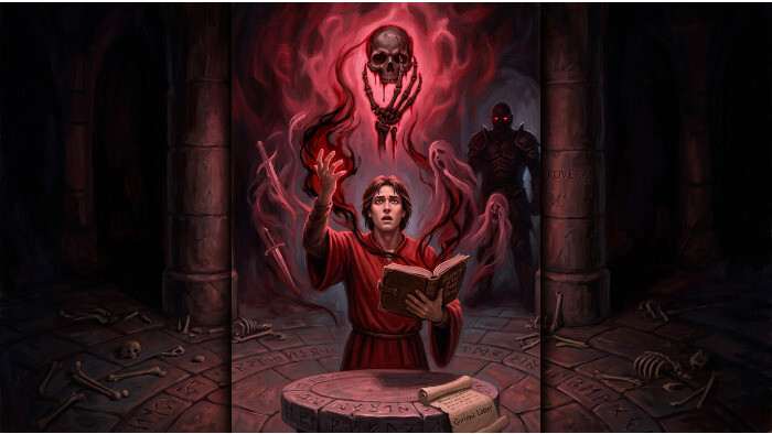 Baldur's Gate 1 featured thumbnail over de Bhaalspawn-achtergrond, met een fantasieportret in donkere sfeer
