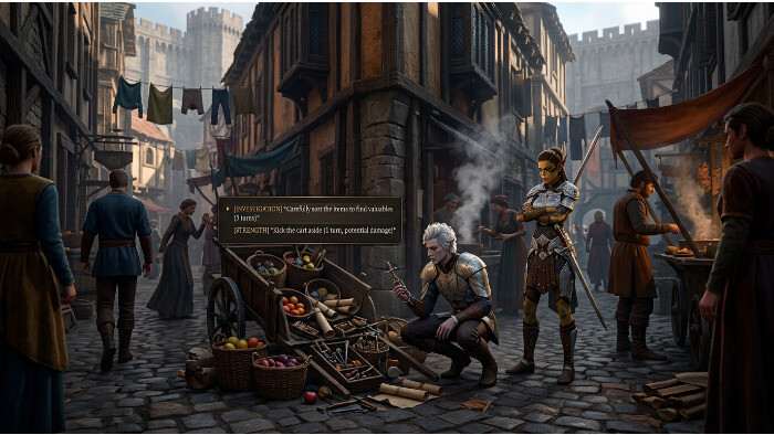 Baldur's Gate 3 featured thumbnail met fantasy personage en sfeerbeeld bij forumdiscussie over immersie