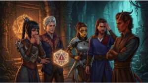 Vierkante thumbnail voor Baldur's Gate 3 met donkere fantasy-illustratie bij artikel over mijn RPG-reis