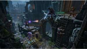 Uitgelichte thumbnail van Baldur's Gate 3 met personages in een rotsachtig gebied met hoogteverschillen