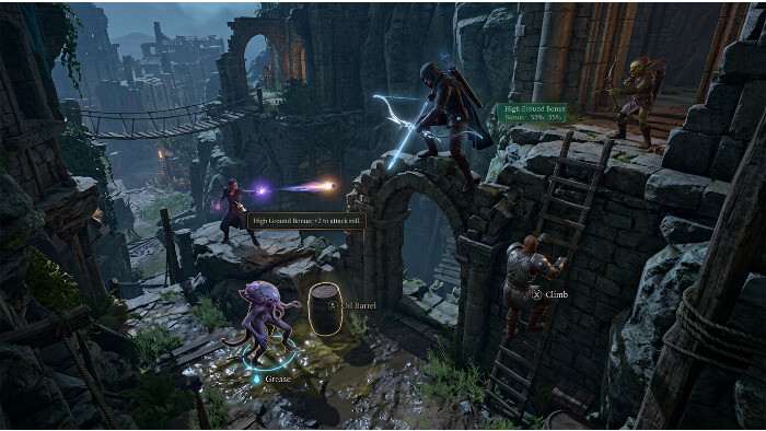 Uitgelichte thumbnail van Baldur's Gate 3 met personages in een rotsachtig gebied met hoogteverschillen