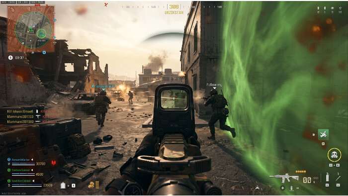 Call of Duty: Warzone featured thumbnail over circle rotations, met operator en gasring op de achtergrond