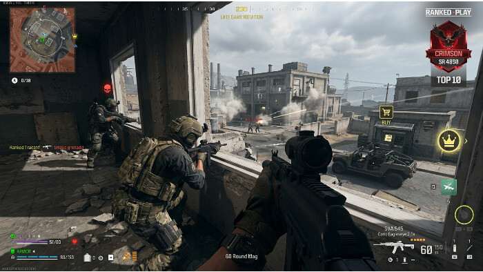 Call of Duty: Warzone ranked play thumbnail met soldaat en SR-rangschikking voor tips om meer SR te verdienen