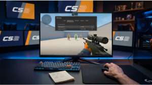 CS:GO naar CS2 featured thumbnail over sensitivity omrekenen, met game-achtige achtergrond en titeltekst