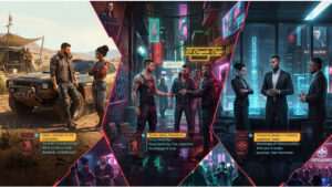 Cyberpunk 2077 uitgelichte thumbnail met een personage en neon Night City, passend bij de lifepath gevolgen