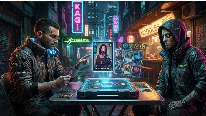 Cyberpunk 2077 featured thumbnail over de TCG beta-update met snellere beurten en goedkopere Legends