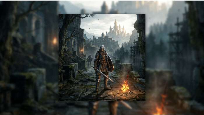 Vierkante Dark Souls thumbnail met een geharnaste ridder, passend bij een artikel over beter leren verliezen op PlayStation