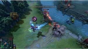 Dota 2 featured thumbnail met een courier-icoon en titel over courier beheren en snipen