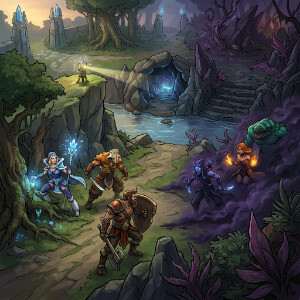 Dota 2 featured thumbnail met helden tijdens een teamfight in een donkere, sfeervolle arena