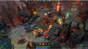 Dota 2 uitgelichte thumbnail met high ground verdediging rond de basis als comeback-moment in een MOBA