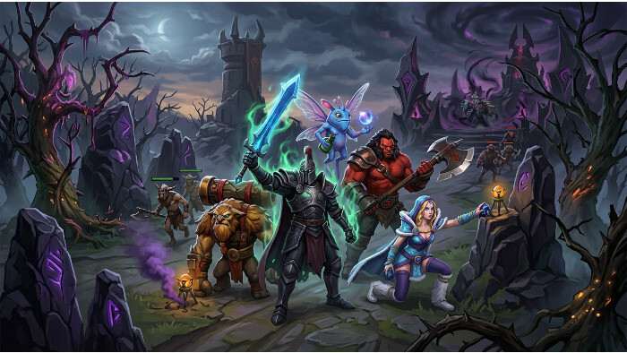 Dota 2 featured thumbnail over posities 1-5, met focus op carry en support rollen