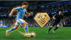 EA Sports FC artikelthumbnail met voetballer en PlayStyles-icoon, passend bij de uitleg over PlayStyles