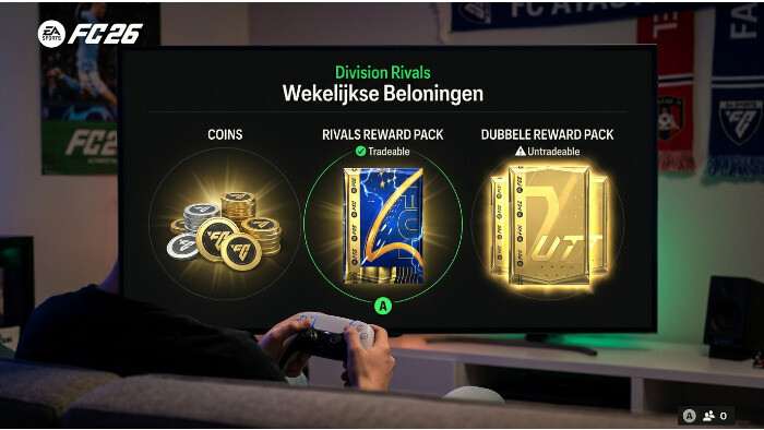EA SPORTS FC 25 thumbnail over Division Rivals beloningen kiezen tussen coins, packs en untradeable opties