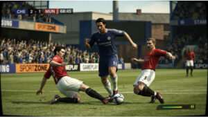 Uitgelichte thumbnail voor FIFA Soccer 08 op PS met een voetbalscène die het spelgevoel en herkenning benadrukt