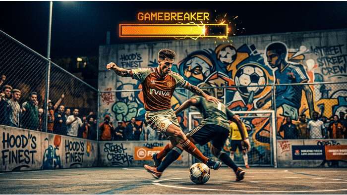 FIFA Street uitgelichte thumbnail over trick-economie, met voetbalactie en nadruk op flair en risico