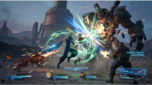 Featured thumbnail for Final Fantasy VII Rebirth about Tactical mode and party synergy, with bold title text on a dark background