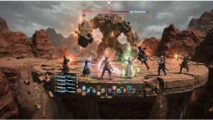 Uitgelichte thumbnail voor Final Fantasy XIV met MMO-sfeer en personagekunst voor PC en PlayStation