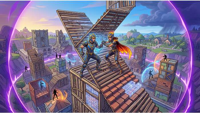 Fortnite FNCS featured thumbnail met FNCS-tekst en een EU kwalificatie schema voor data en starttijden