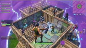 Fortnite featured thumbnail over scrim lobbies vinden via Discord servers, met competitieve arena-sfeer