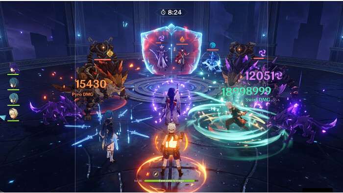 Genshin Impact thumbnail met Spiral Abyss-thema voor Floor 12 guide en 36 sterren strategie