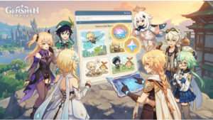 Genshin Impact featured thumbnail over een web event waarin spelers op gratis Primogems jagen