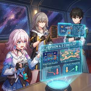 Honkai: Star Rail featured thumbnail met personage en ruimtefantasy-stijl bij artikel over te weinig content in version 4.3