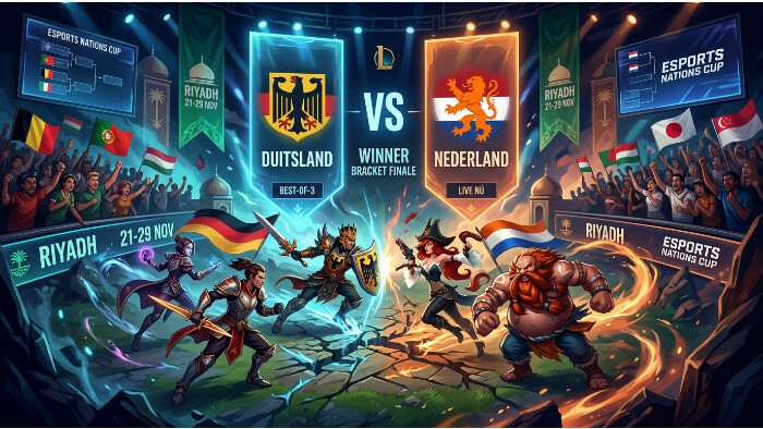 League of Legends Esports Nations Cup thumbnail voor finale kwalificaties met Duitsland vs Nederland om 18:00 CET