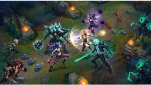 League of Legends featured thumbnail met tekst over meta picks per lane voor top, jungle, mid, bot en support