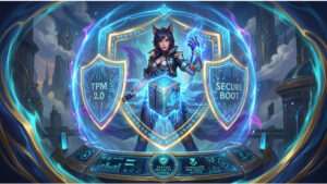 Uitgelichte thumbnail over League of Legends met Vanguard anti-cheat en een wijziging waarbij het niet permanent draait