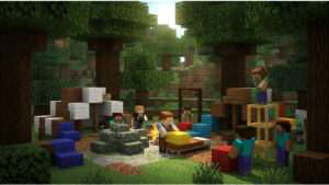Minecraft (Bedrock Edition) thumbnail met bosachtige scene die de Dappled Forest preview 26.40.27 aankondigt