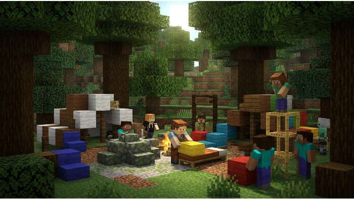 Minecraft (Bedrock Edition) thumbnail met bosachtige scene die de Dappled Forest preview 26.40.27 aankondigt