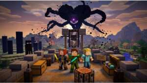 Minecraft: Story Mode featured thumbnail met blokkerige helden en dramatische avontuursfeer