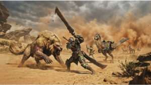 Monster Hunter Wilds uitgelichte thumbnail met jager in uitgestrekte open vlakte tijdens een jacht