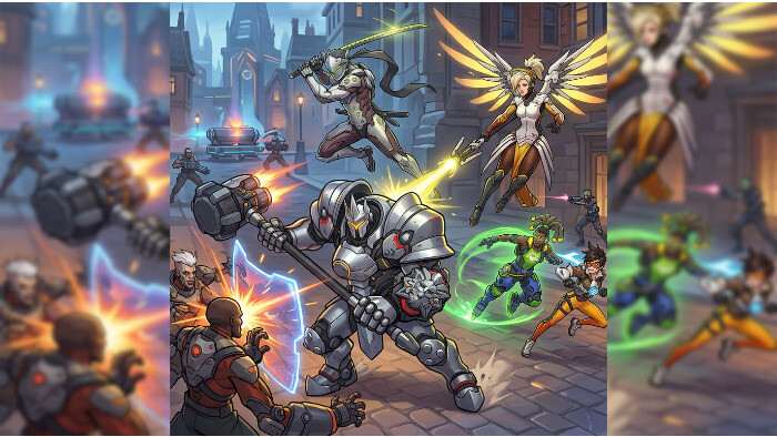 Overwatch 2 thumbnail met hero roles: Tank, Damage en Support rond het artikel "wat doet jouw rol?"