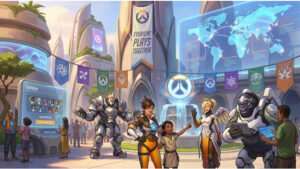 Overwatch thumbnail met Microsoft-thema over exclusiviteit en waarom live-service games buiten de deal vallen