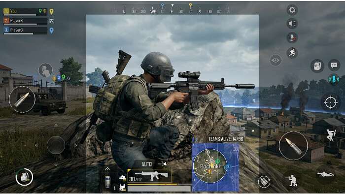 Featured thumbnail voor PUBG Mobile met een soldaat in battle royale-stijl en de titel over spelen op je telefoon