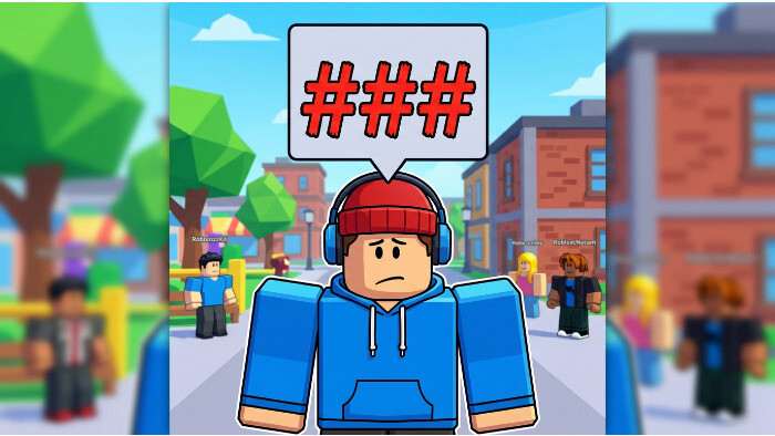 Roblox featured thumbnail met chatbericht dat wordt gecensureerd met ### door de berichtenfilter