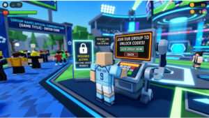 Roblox Project Blue Lock 2 thumbnail met tekst over codes die pas vrijkomen na een group-join