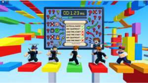 Roblox featured thumbnail over speedrunners die regels willen stroomlijnen, met een Roblox-avatar in een parkour-omgeving