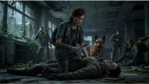 Featured thumbnail voor The Last of Us Part II over de wrange gameplay-loop, met gamebeeld als achtergrond