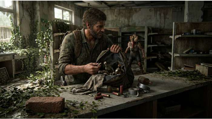 The Last of Us featured thumbnail met Joel en Ellie, passend bij het thema schaarste en zuinig omgaan met munitie