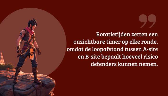 Valorant quote-banner over rotatietijden tussen A-site en B-site op kaarten