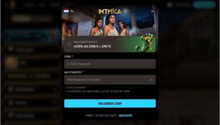 Betmica casino registratie