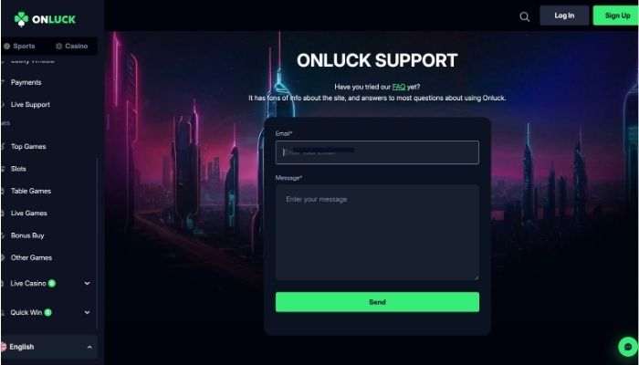 Onluck casino support