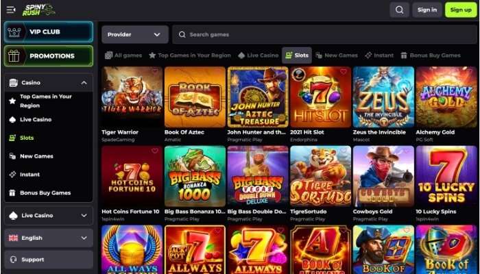 Spinyrush casino spellen
