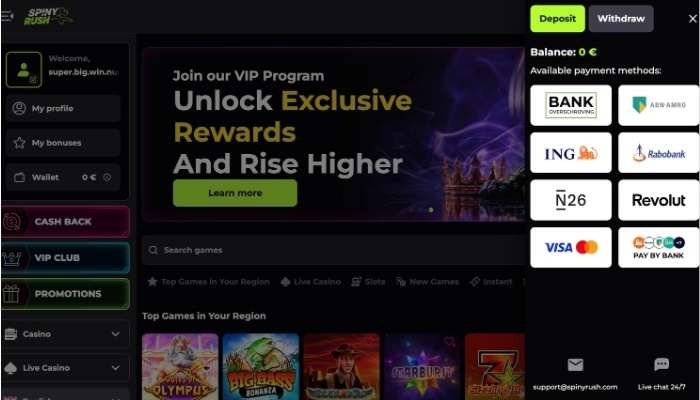 Spinyrush casino storting