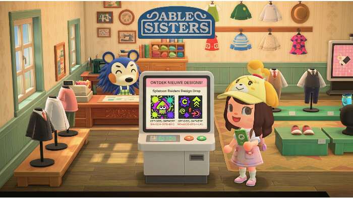 Uitgelichte thumbnail voor Animal Crossing: New Horizons met Nintendo-tekst over gratis Splatoon Raiders-designs