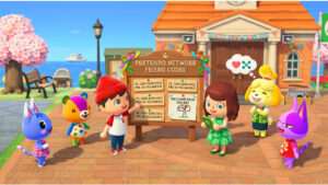 Uitgelichte thumbnail voor Animal Crossing: New Leaf over Pretendo met friend codes en een dorpsachtige achtergrond